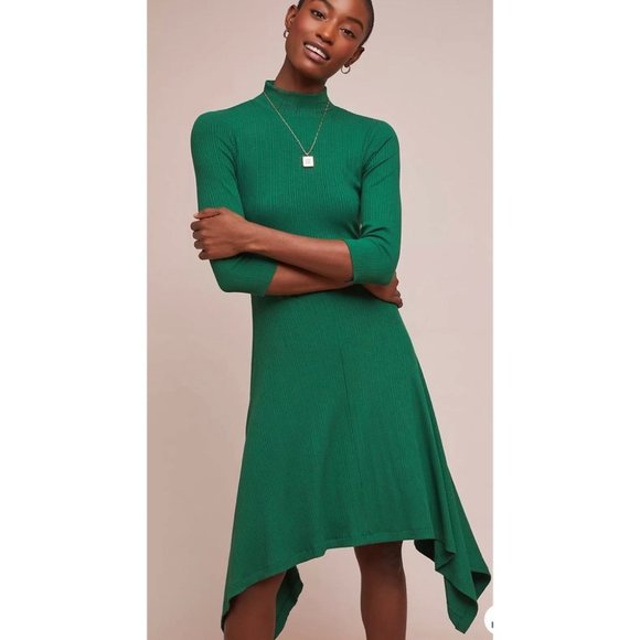 Anthropologie Dresses & Skirts - Anthopologies Ribbed Turtleneck Dress Green From the Heart of Building 18